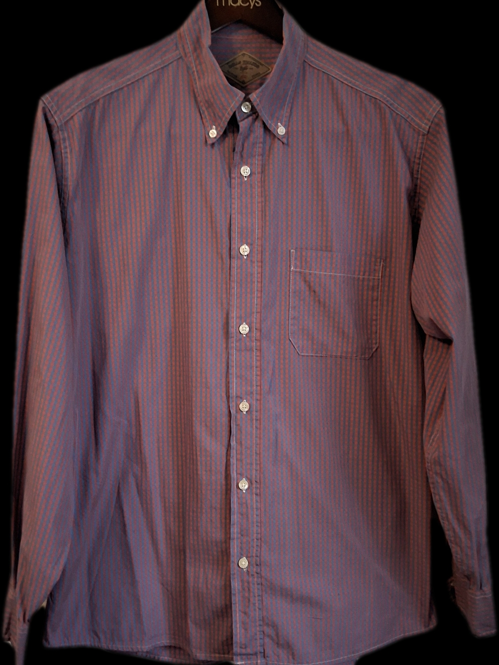 Men's Long-Sleeve Button-Down Dress Shirt - Purple & Red Stripe